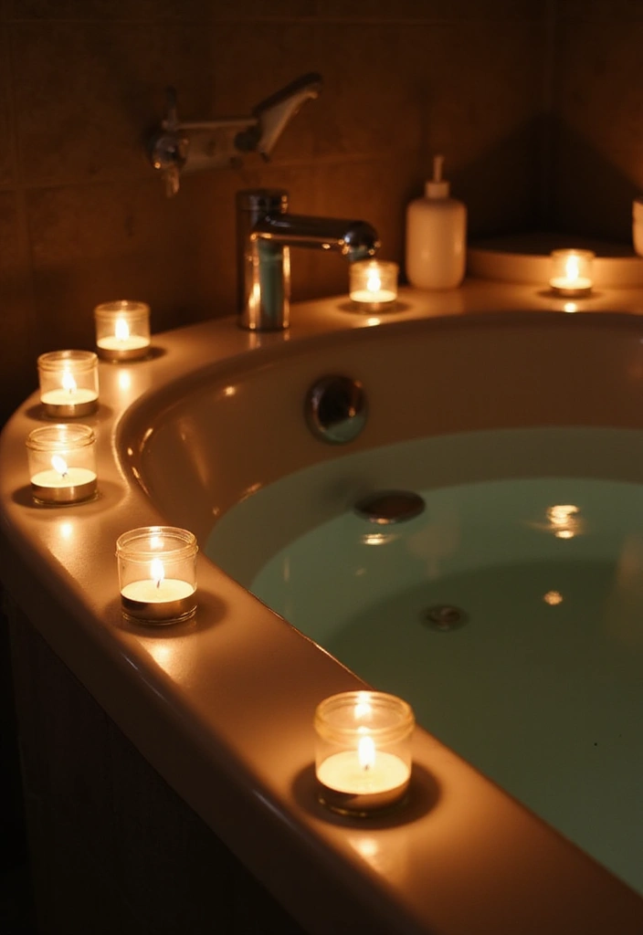 30 Bathroom Candle Decor Ideas for Spa-Like Relaxation 77 30 Bathroom Candle Decor Ideas for Spa-Like Relaxation - 29. Candle Lighting During Bath Time