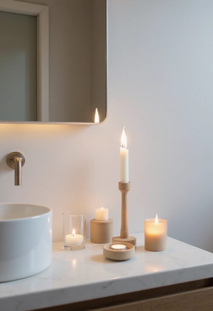 30 Bathroom Candle Decor Ideas for Spa-Like Relaxation 16 30 Bathroom Candle Decor Ideas for Spa-Like Relaxation - 6. Minimalist Candle Holders