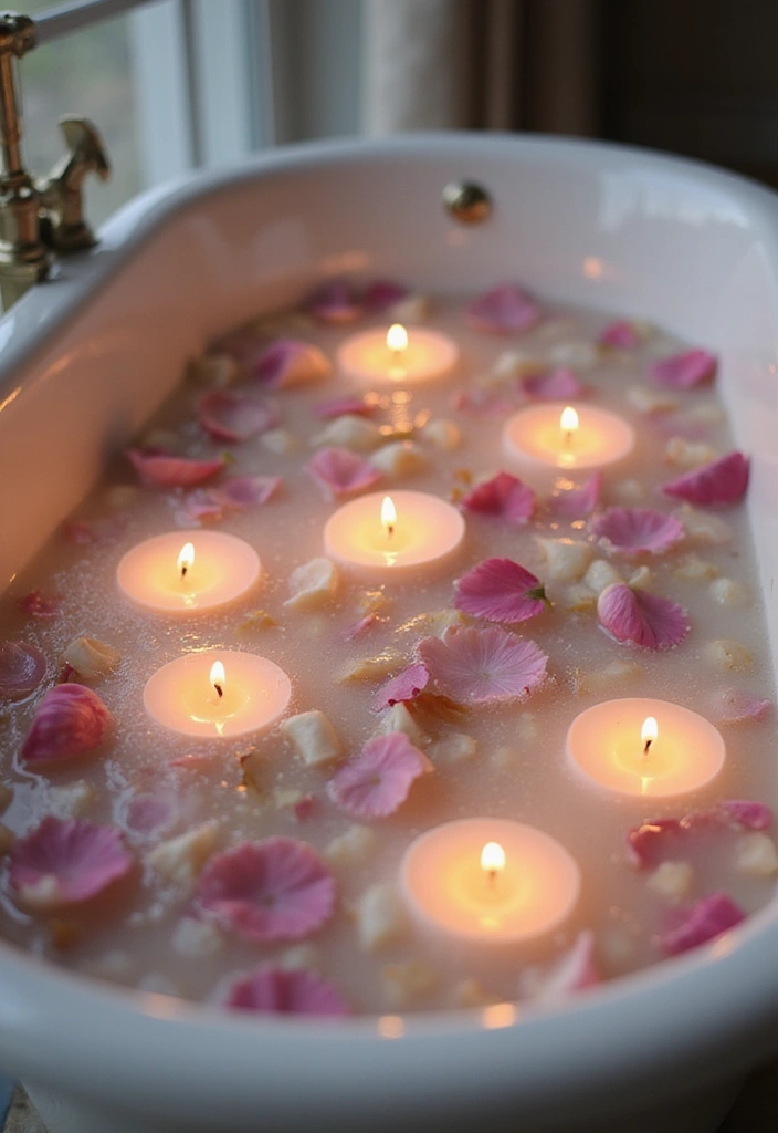 30+ Bedroom Candle Decor Ideas for Soft Romantic Lighting 1 30+ Bedroom Candle Decor Ideas for Soft Romantic Lighting - 1. Floating Candles in a Bathtub