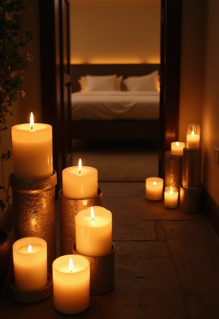 30+ Bedroom Candle Decor Ideas for Soft Romantic Lighting 18 30+ Bedroom Candle Decor Ideas for Soft Romantic Lighting - 12. Candlelit Pathway