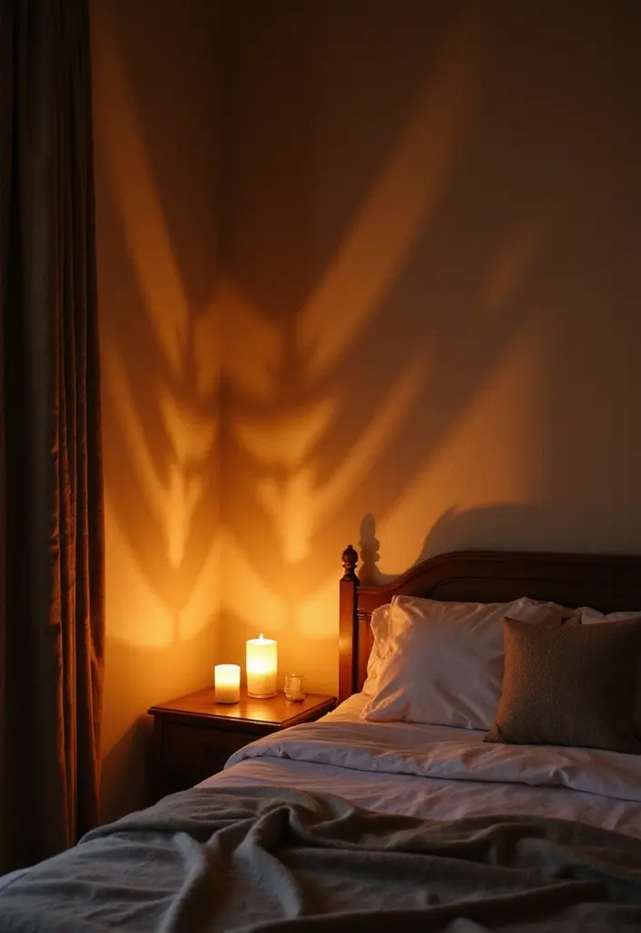 30+ Bedroom Candle Decor Ideas for Soft Romantic Lighting 36 30+ Bedroom Candle Decor Ideas for Soft Romantic Lighting - 18. Candle Light Shadows
