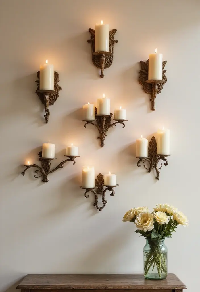 30+ Bedroom Candle Decor Ideas for Soft Romantic Lighting 3 30+ Bedroom Candle Decor Ideas for Soft Romantic Lighting - 3. Wall-Mounted Candle Holders
