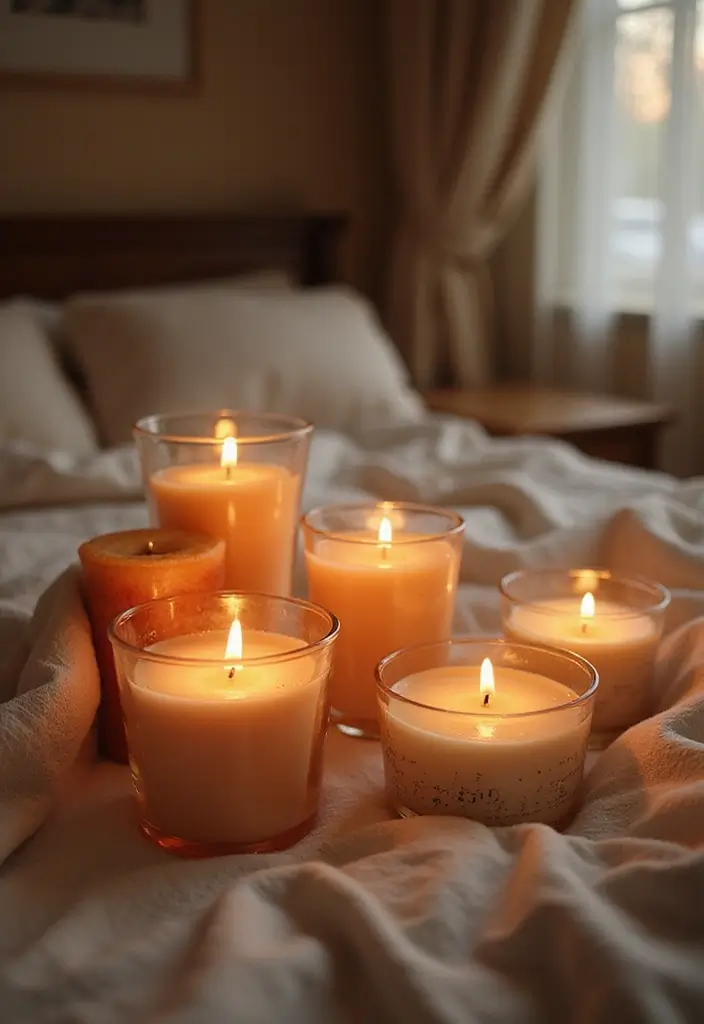 30+ Bedroom Candle Decor Ideas for Soft Romantic Lighting 70 30+ Bedroom Candle Decor Ideas for Soft Romantic Lighting - 30. Candles to Match Your Color Scheme