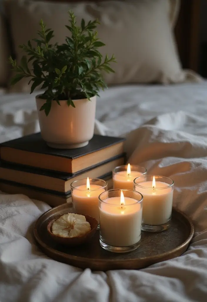 30+ Bedroom Candle Decor Ideas for Soft Romantic Lighting 4 30+ Bedroom Candle Decor Ideas for Soft Romantic Lighting - 4. Candlelit Nightstand