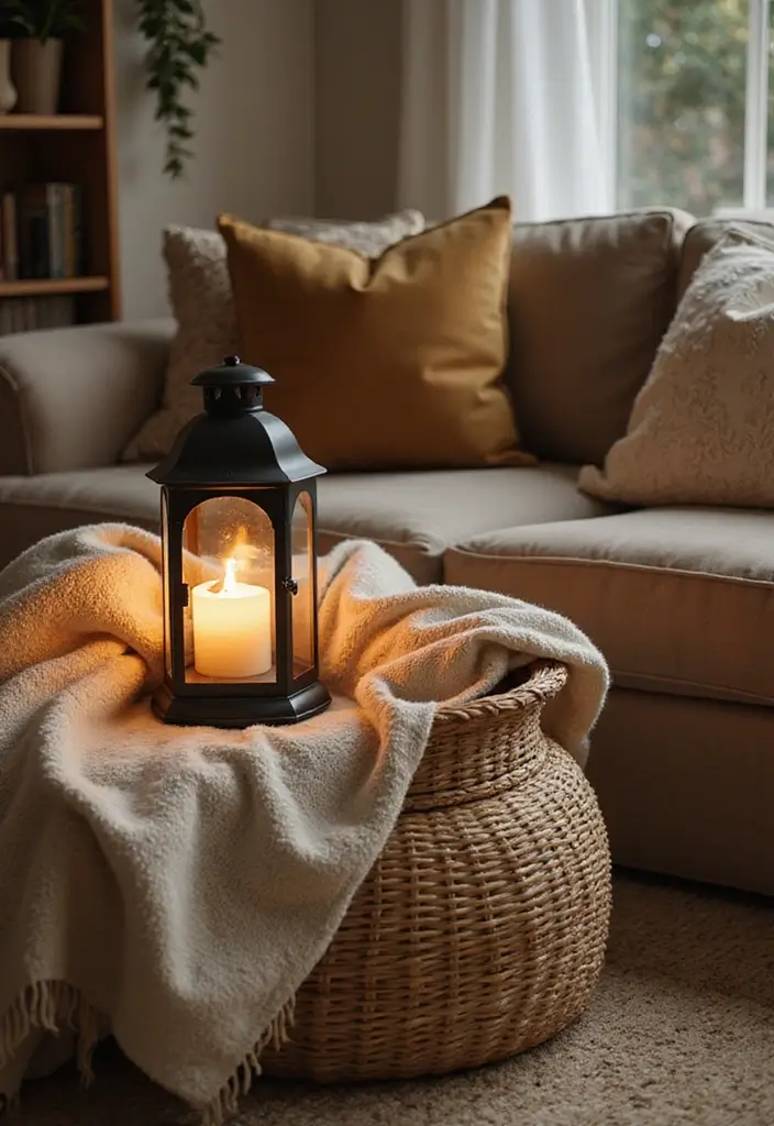 30 Candle Lantern Decor Ideas to Brighten Up Your Living Room 56 30 Candle Lantern Decor Ideas to Brighten Up Your Living Room - 14. Layering Textures with Lanterns