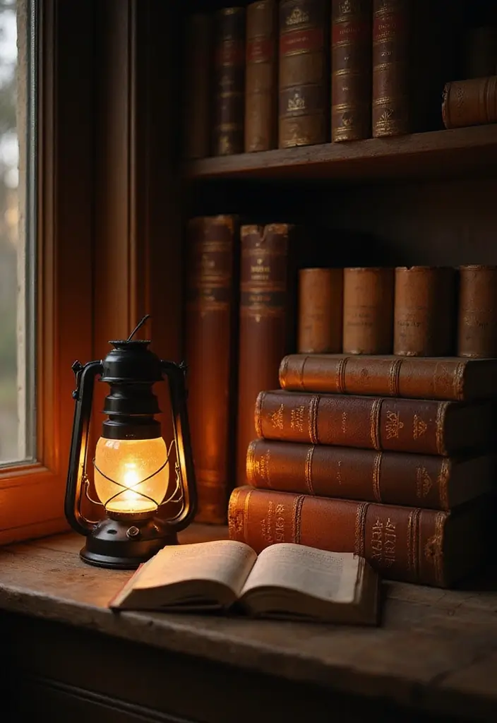 30 Candle Lantern Decor Ideas to Brighten Up Your Living Room 79 30 Candle Lantern Decor Ideas to Brighten Up Your Living Room - 21. Lanterns and Vintage Books