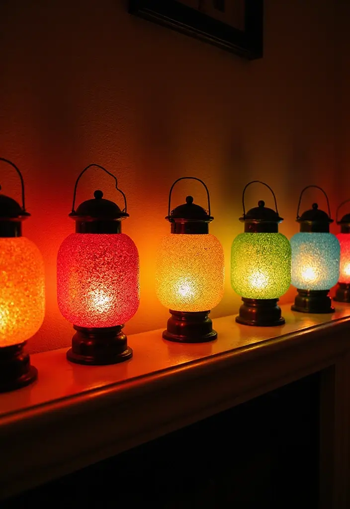 30 Candle Lantern Decor Ideas to Brighten Up Your Living Room 81 30 Candle Lantern Decor Ideas to Brighten Up Your Living Room - 23. Candle Lanterns in Unexpected Colors