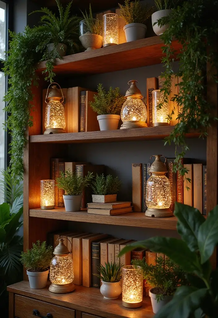 30 Candle Lantern Decor Ideas to Brighten Up Your Living Room 38 30 Candle Lantern Decor Ideas to Brighten Up Your Living Room - 8. Layered Lanterns on Shelves