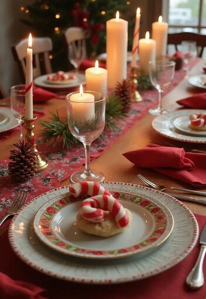30 Candlestick Christmas Decor Ideas for a Festive Glow 55 30 Candlestick Christmas Decor Ideas for a Festive Glow - 11. Whimsical Candy Cane Accents