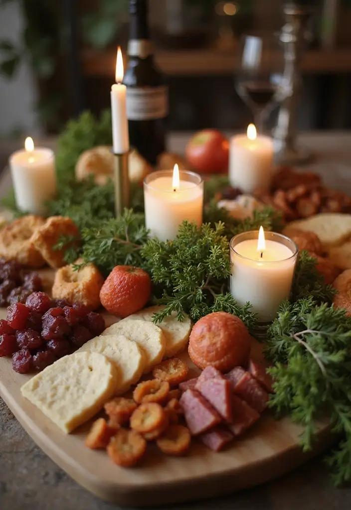 30 Candlestick Christmas Decor Ideas for a Festive Glow 68 30 Candlestick Christmas Decor Ideas for a Festive Glow - 18. Charcuterie and Candle Display