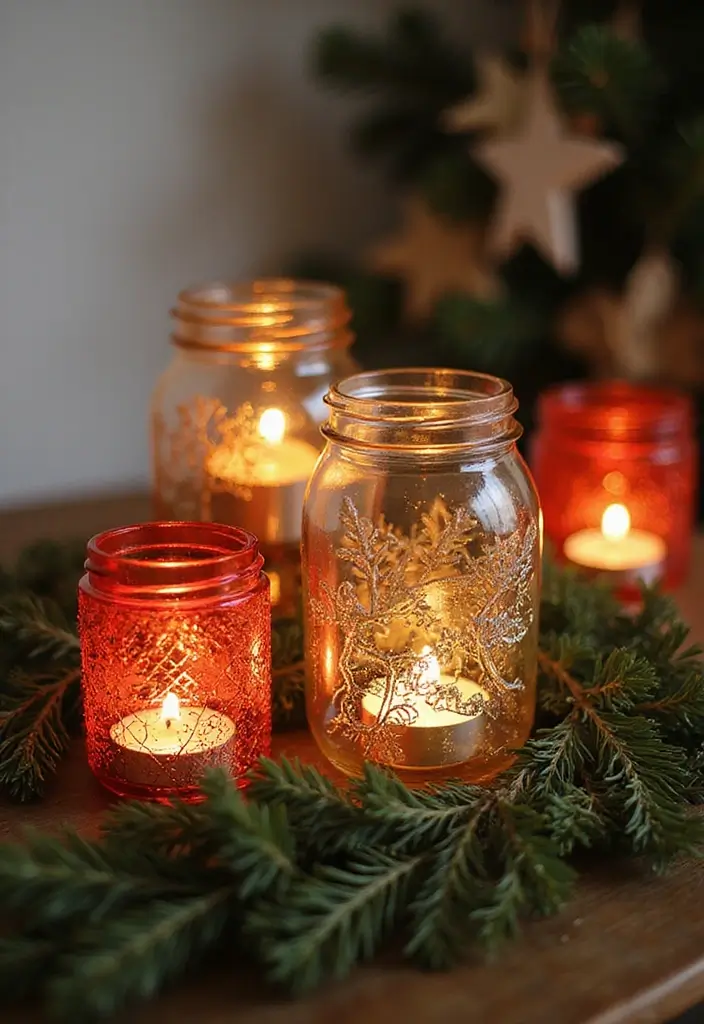 30 Candlestick Christmas Decor Ideas for a Festive Glow 70 30 Candlestick Christmas Decor Ideas for a Festive Glow - 20. Festive Candle Jars
