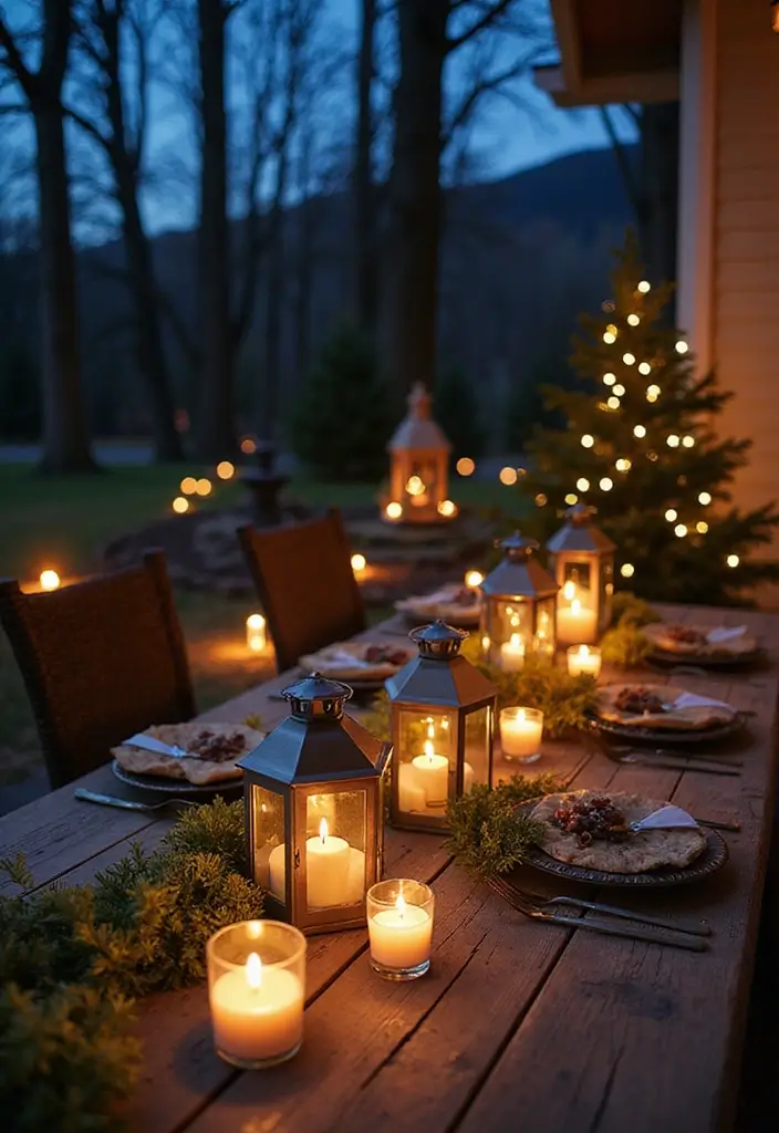 30 Candlestick Christmas Decor Ideas for a Festive Glow 90 30 Candlestick Christmas Decor Ideas for a Festive Glow - 26. Candlelit Outdoor Gatherings