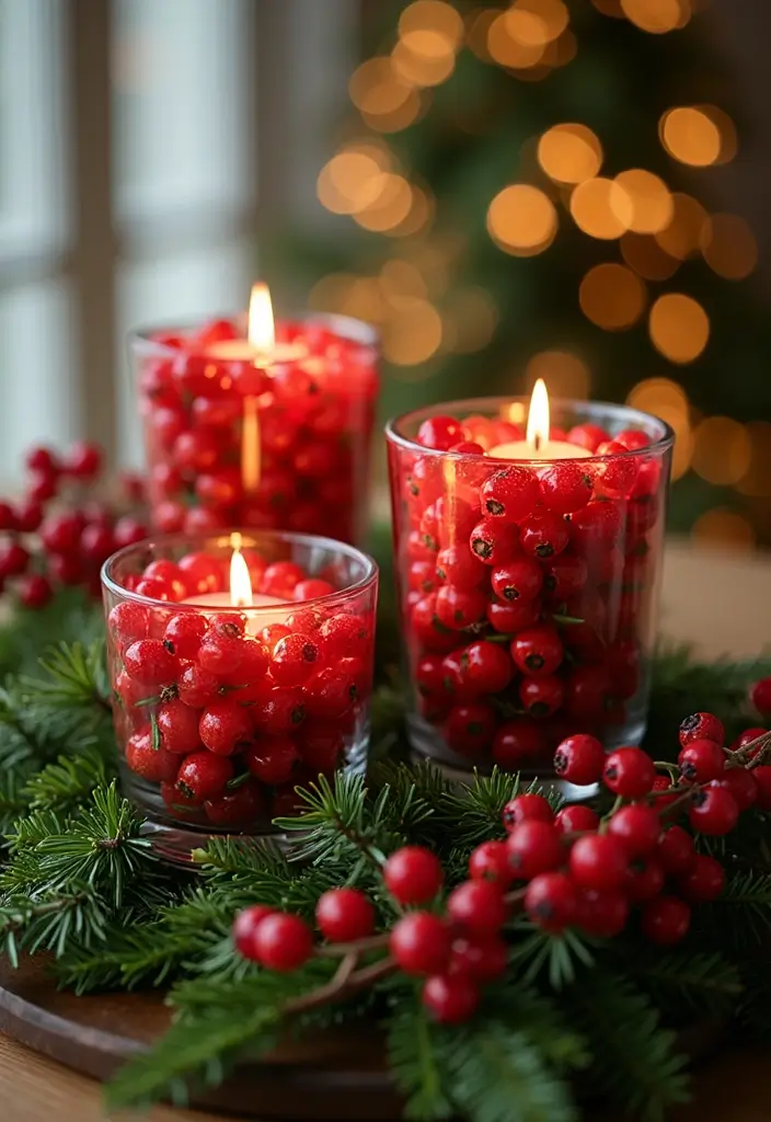 30 Candlestick Christmas Decor Ideas for a Festive Glow 9 30 Candlestick Christmas Decor Ideas for a Festive Glow - 3. Colorful Berry Accents