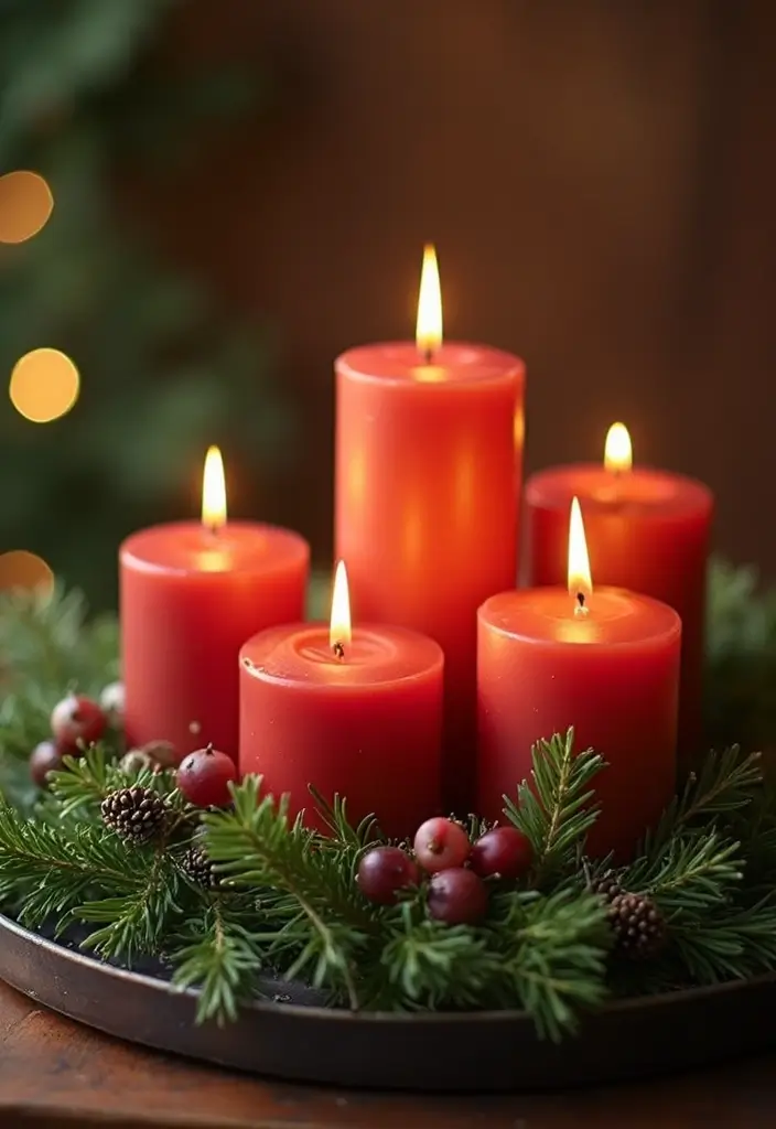 30 Candlestick Christmas Decor Ideas for a Festive Glow 24 30 Candlestick Christmas Decor Ideas for a Festive Glow - 6. Advent Candle Arrangement