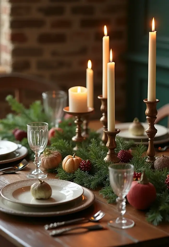 30 Candlestick Christmas Decor Ideas for a Festive Glow 31 30 Candlestick Christmas Decor Ideas for a Festive Glow - 7. Vintage-Inspired Decor