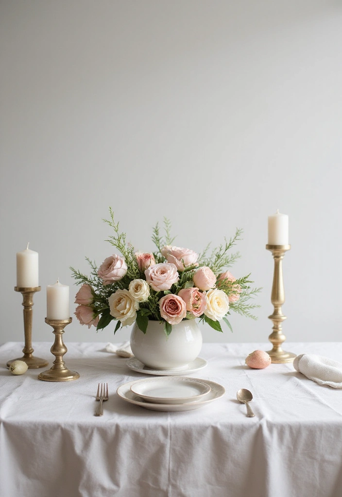 30 Flower and Candle Table Decor Ideas for Romantic Settings 48 30 Flower and Candle Table Decor Ideas for Romantic Settings - 10. Minimalist Style with Soft Colors