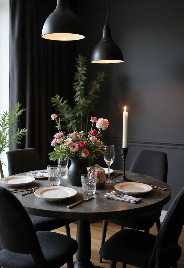 30 Flower and Candle Table Decor Ideas for Romantic Settings 104 30 Flower and Candle Table Decor Ideas for Romantic Settings - 18. Chic Black and White Theme