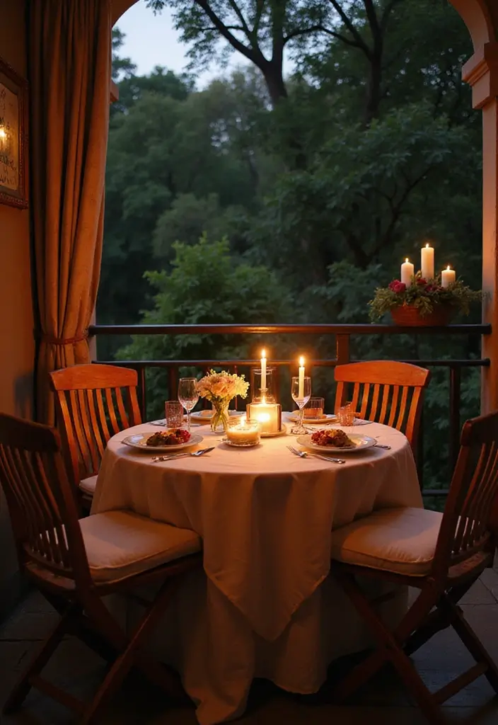 30 Flower and Candle Table Decor Ideas for Romantic Settings 111 30 Flower and Candle Table Decor Ideas for Romantic Settings - 19. Romantic Candlelit Dinner on the Balcony