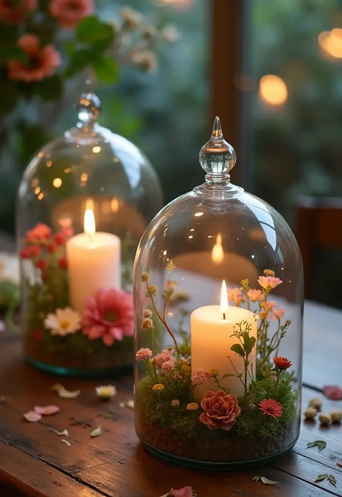 30 Flower and Candle Table Decor Ideas for Romantic Settings 118 30 Flower and Candle Table Decor Ideas for Romantic Settings - 20. Elegant Glass Terrariums with Candles