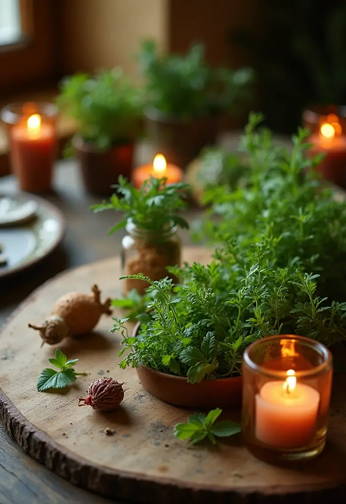 30 Flower and Candle Table Decor Ideas for Romantic Settings 139 30 Flower and Candle Table Decor Ideas for Romantic Settings - 23. Herb Gardens with Candle Accents