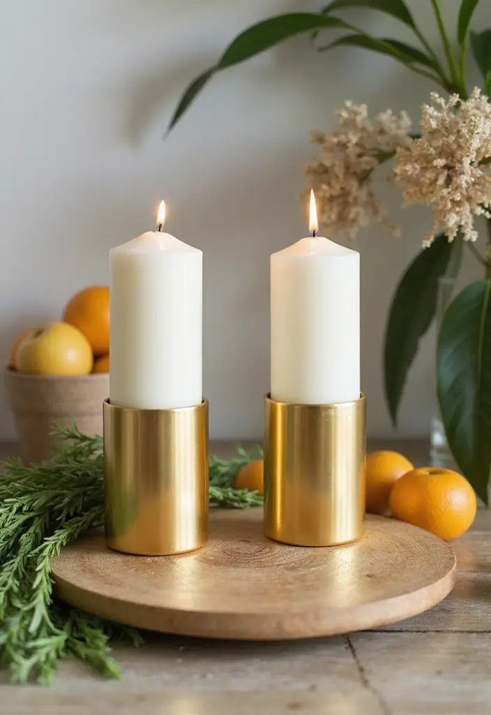 30 Gold Candle Holder Decor Ideas That Shine in Every Space 16 30 Gold Candle Holder Decor Ideas That Shine in Every Space - 10. Eco-Friendly Gold Candle Holders for Sustainable Decor