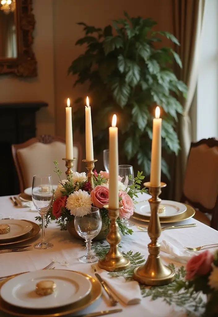 30 Gold Candle Holder Decor Ideas That Shine in Every Space 25 30 Gold Candle Holder Decor Ideas That Shine in Every Space - 13. Table Centerpieces with Gold Candle Holders