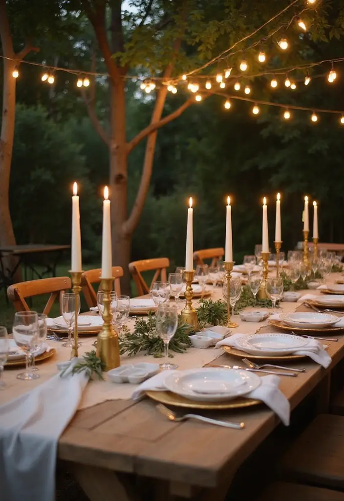30 Gold Candle Holder Decor Ideas That Shine in Every Space 43 30 Gold Candle Holder Decor Ideas That Shine in Every Space - 19. Gold Candle Holders for Outdoor Spaces
