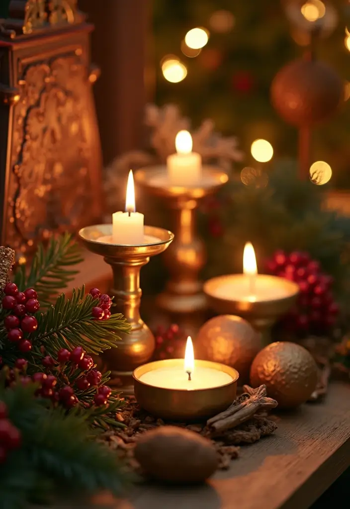 30 Gold Candle Holder Decor Ideas That Shine in Every Space 71 30 Gold Candle Holder Decor Ideas That Shine in Every Space - 25. Gold Candle Holders for Holiday Decor