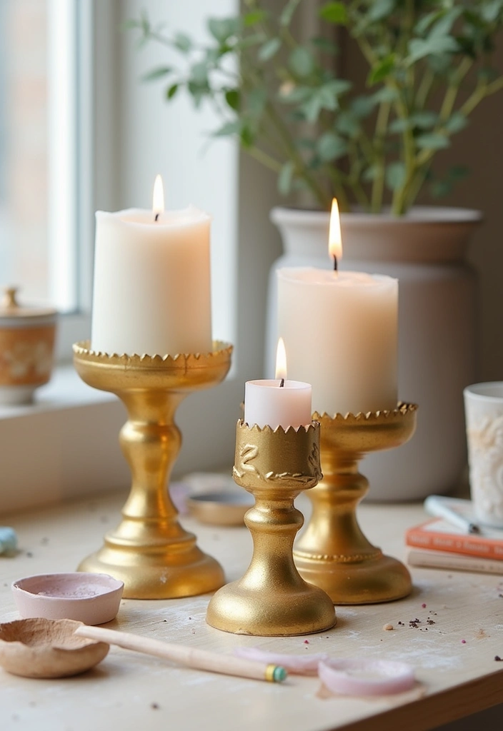 30 Gold Candle Holder Decor Ideas That Shine in Every Space 102 30 Gold Candle Holder Decor Ideas That Shine in Every Space - 30. Personalizing Your Gold Candle Holders