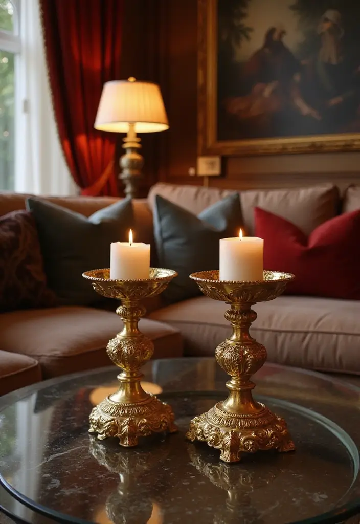 30 Gold Candle Holder Decor Ideas That Shine in Every Space 4 30 Gold Candle Holder Decor Ideas That Shine in Every Space - 4. Glamorous Gold Candle Holders for a Luxe Feel