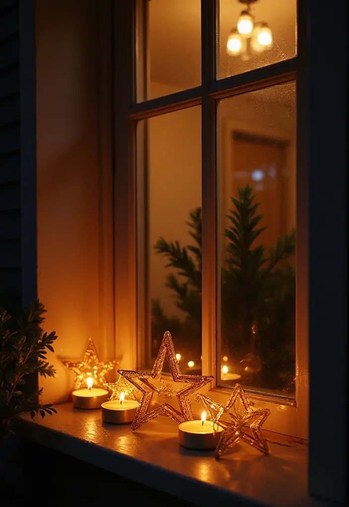 30+ Home Decor Ideas Featuring Star Candle Holders for Magical Nights 43 30+ Home Decor Ideas Featuring Star Candle Holders for Magical Nights - 19. Star Candle Holders as Window Decor