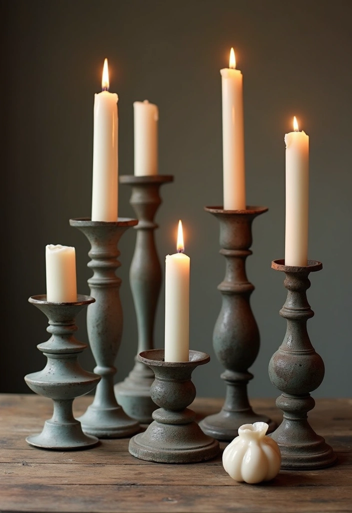 30+ Large Candle Holder Centerpiece Ideas That Wow Instantly 38 30+ Large Candle Holder Centerpiece Ideas That Wow Instantly - 10. Repurposed Vintage Finds