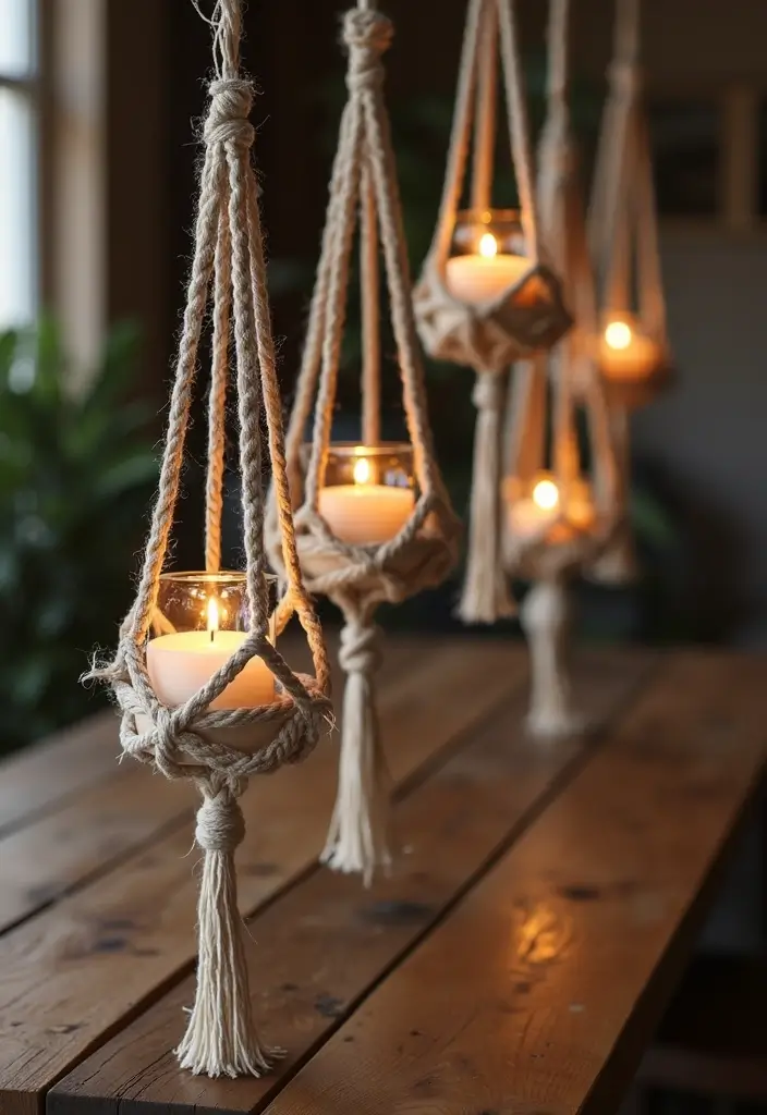 30+ Large Candle Holder Centerpiece Ideas That Wow Instantly 47 30+ Large Candle Holder Centerpiece Ideas That Wow Instantly - 13. Hanging Candle Holders