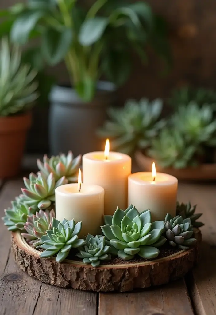 30+ Large Candle Holder Centerpiece Ideas That Wow Instantly 62 30+ Large Candle Holder Centerpiece Ideas That Wow Instantly - 16. Succulent Candle Holders