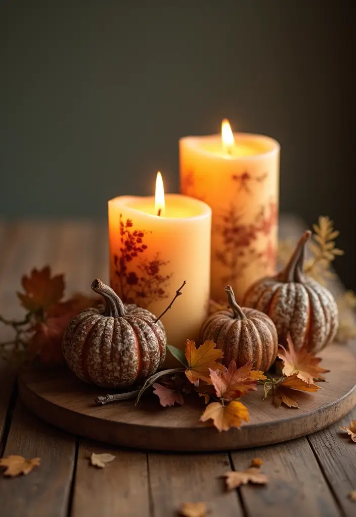 30+ Large Candle Holder Centerpiece Ideas That Wow Instantly 118 30+ Large Candle Holder Centerpiece Ideas That Wow Instantly - 24. Candle Holders with Seasonal Decor