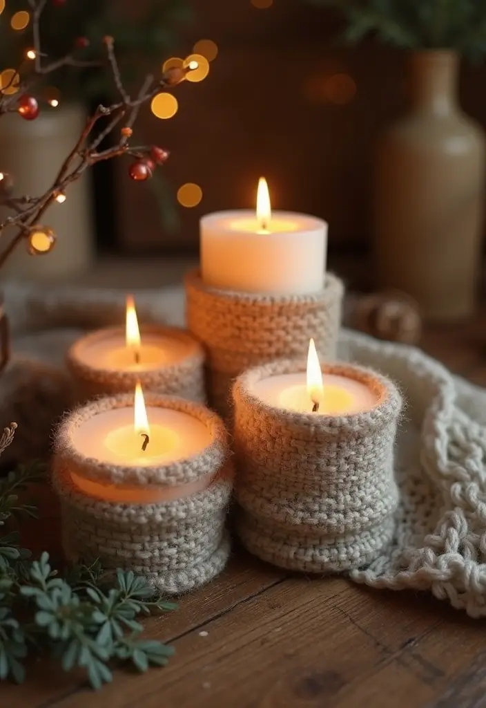 30+ Large Candle Holder Centerpiece Ideas That Wow Instantly 153 30+ Large Candle Holder Centerpiece Ideas That Wow Instantly - 29. Candle Holders with Textured Fabrics