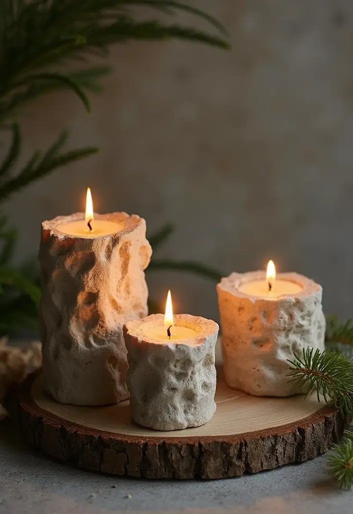 30+ Large Candle Holder Centerpiece Ideas That Wow Instantly 37 30+ Large Candle Holder Centerpiece Ideas That Wow Instantly - 9. Stone Candle Holders