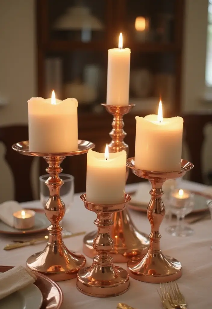 30 Rose Gold Candle Decor Ideas That Feel Modern and Feminine 1 30 Rose Gold Candle Decor Ideas That Feel Modern and Feminine - 1. Elegant Rose Gold Candle Holders