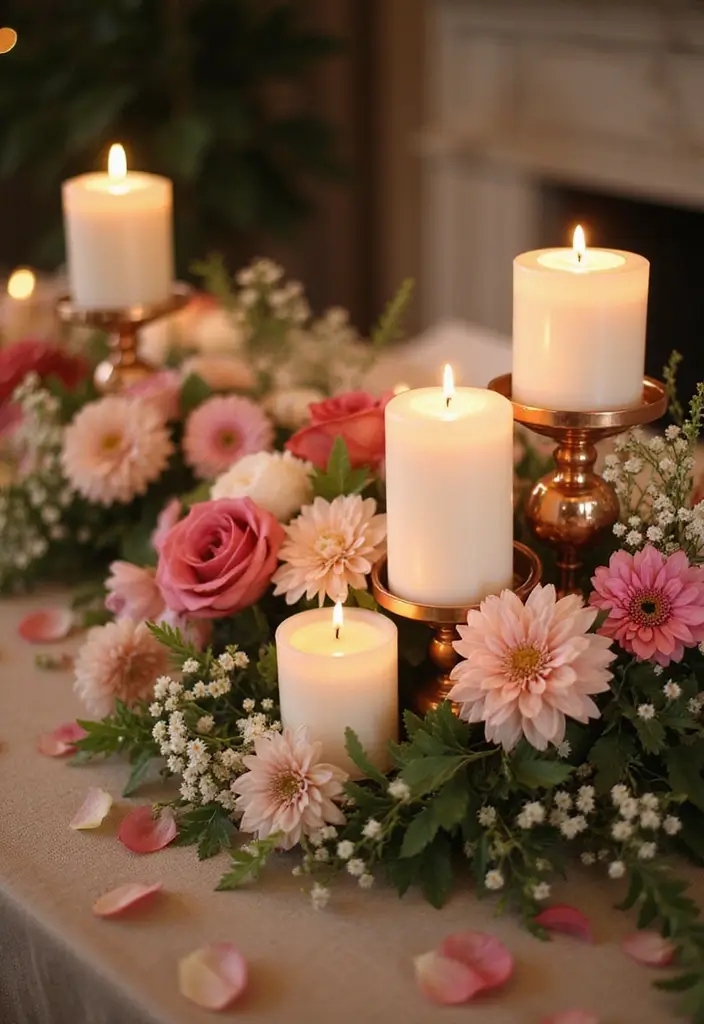 30 Rose Gold Candle Decor Ideas That Feel Modern and Feminine 24 30 Rose Gold Candle Decor Ideas That Feel Modern and Feminine - 10. Candle and Floral Combos