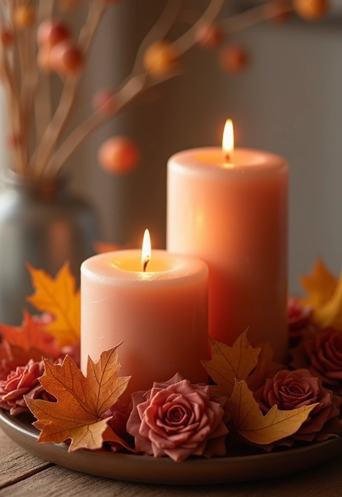 30 Rose Gold Candle Decor Ideas That Feel Modern and Feminine 51 30 Rose Gold Candle Decor Ideas That Feel Modern and Feminine - 17. Seasonal Rose Gold Candle Displays
