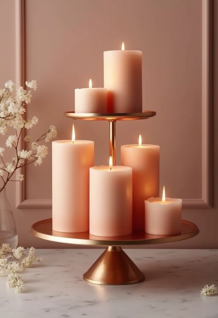 30 Rose Gold Candle Decor Ideas That Feel Modern and Feminine 81 30 Rose Gold Candle Decor Ideas That Feel Modern and Feminine - 23. Rose Gold Candle Tiers
