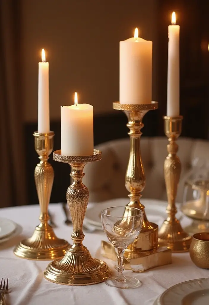 30 Rose Gold Candle Decor Ideas That Feel Modern and Feminine 102 30 Rose Gold Candle Decor Ideas That Feel Modern and Feminine - 26. Rose Gold Candle Holders with Art Deco Style