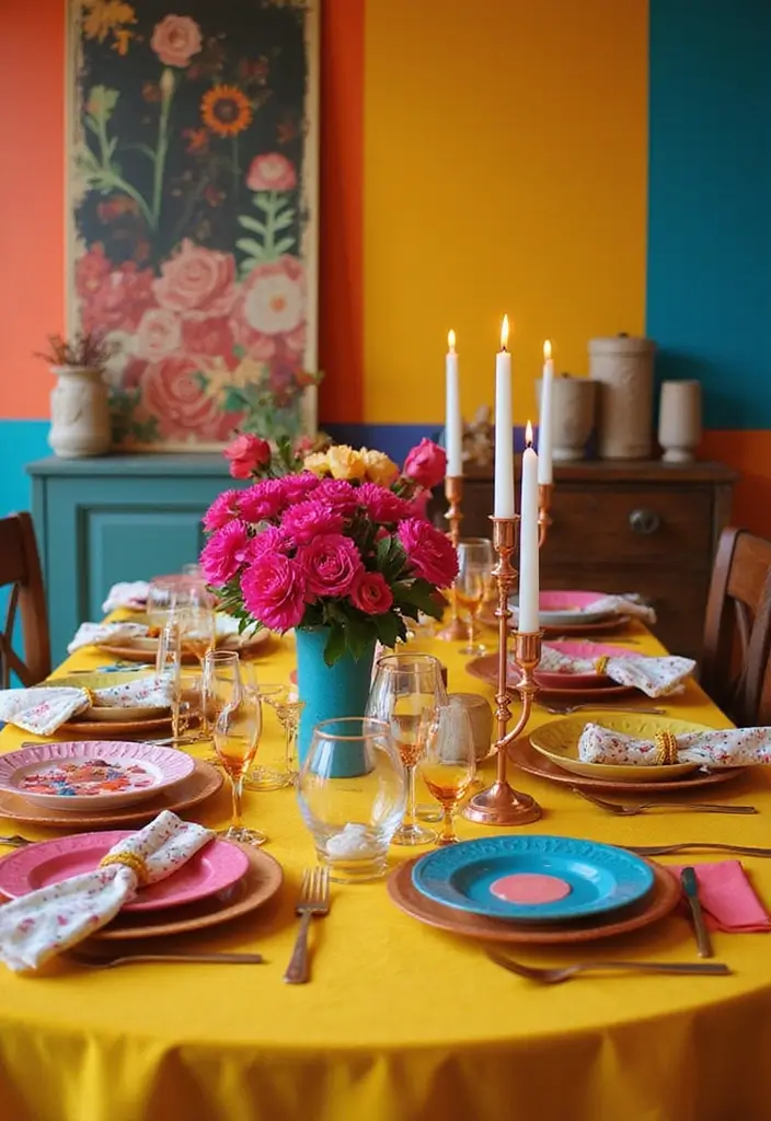 30 Taper Candlestick Decor Ideas for Elegant Dining Rooms 71 30 Taper Candlestick Decor Ideas for Elegant Dining Rooms - 11. Color Blocking
