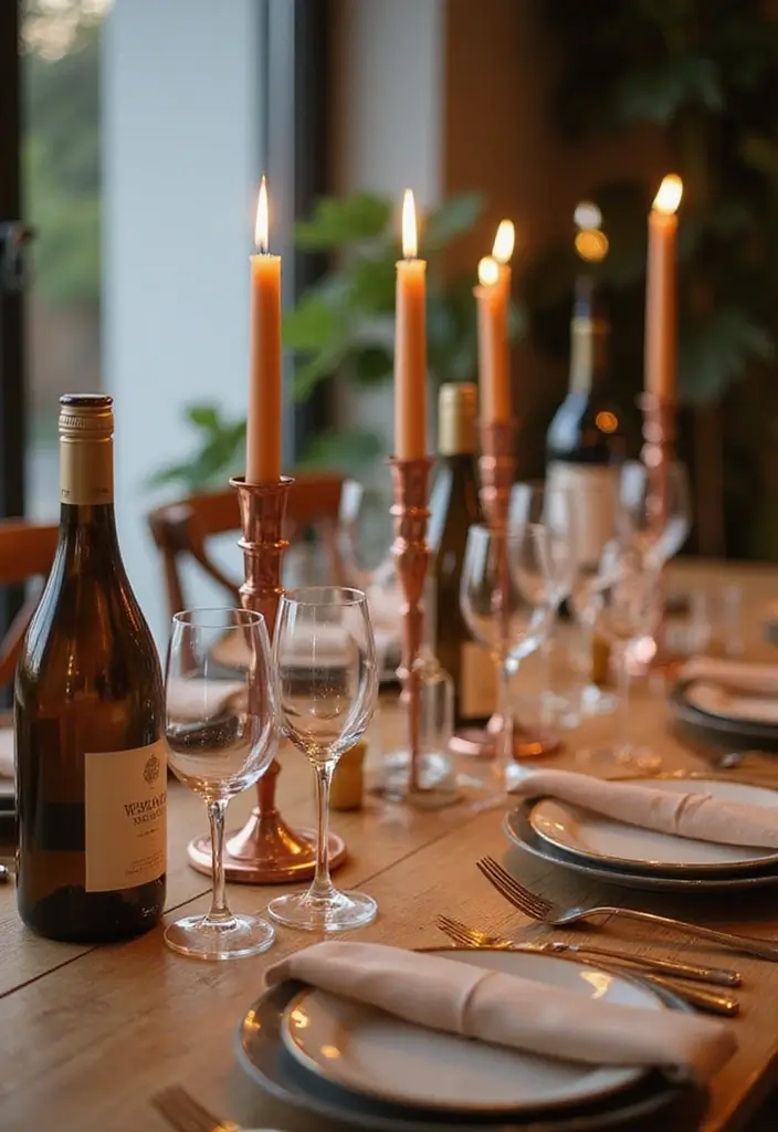 30 Taper Candlestick Decor Ideas for Elegant Dining Rooms 119 30 Taper Candlestick Decor Ideas for Elegant Dining Rooms - 25. Candle and Wine Pairings