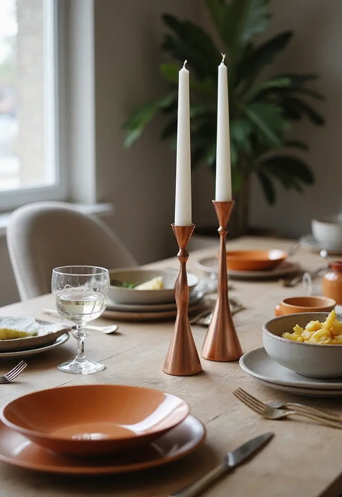 30 Taper Candlestick Decor Ideas for Elegant Dining Rooms 125 30 Taper Candlestick Decor Ideas for Elegant Dining Rooms - 27. Modern Geometric Shapes
